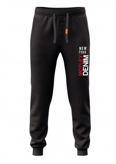 Motley Denim Belfast Sweatpants Black - Pantaloni & pantaloncini tuta - Pantaloni Tuta Uomo Taglie Forti