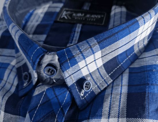 Kam Jeans 6369 Checked Short Sleeve Shirt Blue - Camicie - Camicie Taglie Forti Uomo