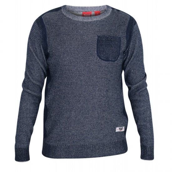 D555 Bryson Crewneck Sweater with Pocket Navy - Felpe & felpe con cappuccio - Felpe & Felpe con Cappuccio Uomo Taglie Forti