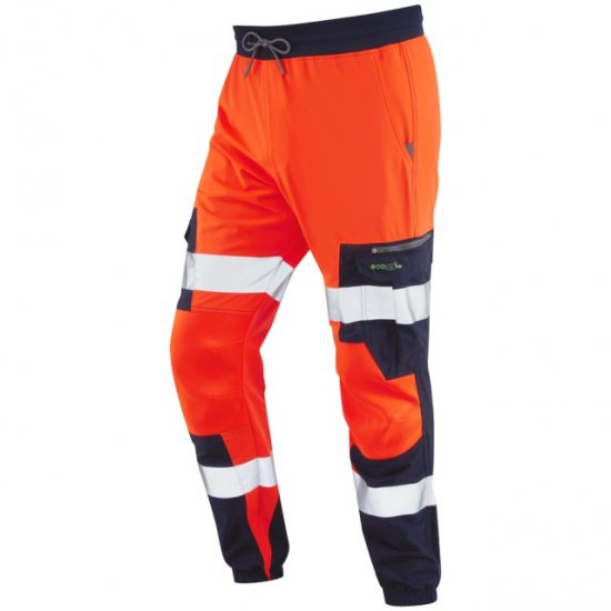 Leo Hawkcombe Ecoviz High Performance Ballistic Stretch Trousers Hi-Vis Orange/Navy - Abbigliamento da lavoro - Abbigliamento da Lavoro Taglie Forti Uomo