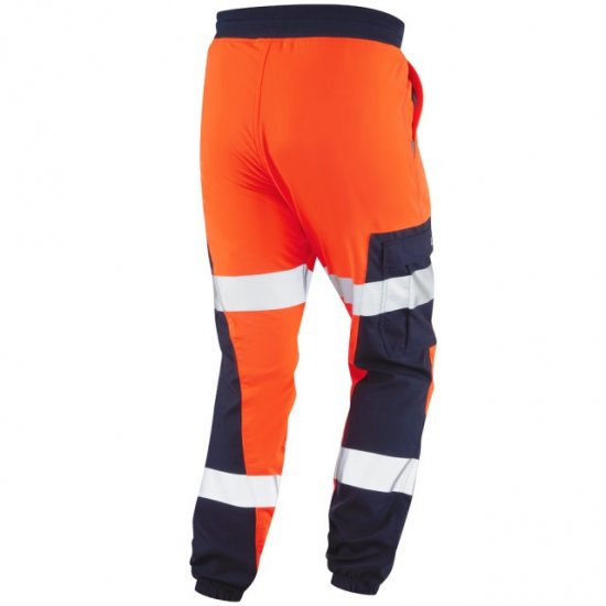 Leo Hawkcombe Ecoviz High Performance Ballistic Stretch Trousers Hi-Vis Orange/Navy - Abbigliamento da lavoro - Abbigliamento da Lavoro Taglie Forti Uomo