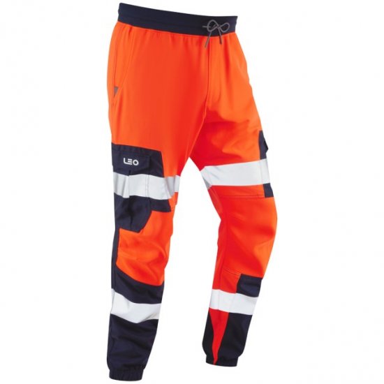 Leo Hawkcombe Ecoviz High Performance Ballistic Stretch Trousers Hi-Vis Orange/Navy - Abbigliamento da lavoro - Abbigliamento da Lavoro Taglie Forti Uomo