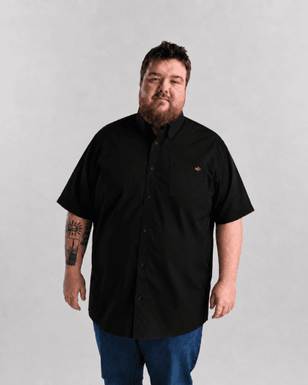 Motley Denim Zagreb Camicia a maniche corte Nero - Camicie - Camicie Taglie Forti Uomo