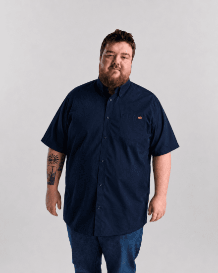 Motley Denim Zagreb Camicia a maniche corte Blu navy - Camicie - Camicie Taglie Forti Uomo