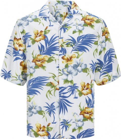 Jack & Jones JJEJEFF RESORT SHIRT Cloud Dancer - Camicie - Camicie Taglie Forti Uomo