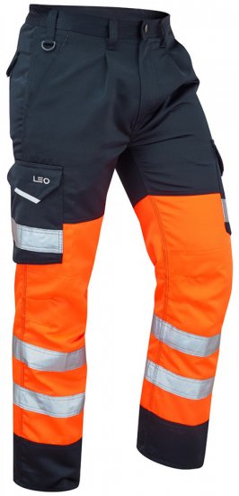 Leo Bideford Cargo Pants Hi-Vis Orange/Navy - Abbigliamento da lavoro - Abbigliamento da Lavoro Taglie Forti Uomo