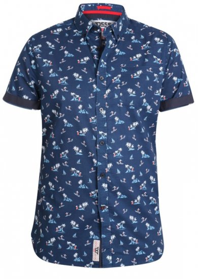 D555 Davian Hawaii Shirt Navy - Camicie - Camicie Taglie Forti Uomo
