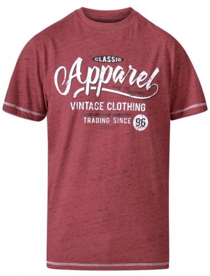 D555 Douglas Classic Apparel Crew Neck Printed T-Shirt Red Reno - Magliette - Magliette Uomo Taglie Forti