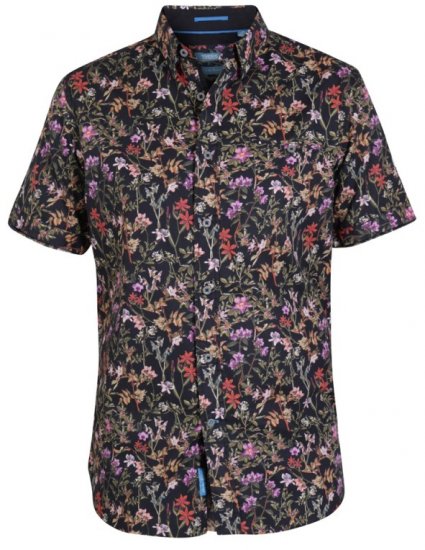 D555 Emmet Floral Shirt Black - Camicie - Camicie Taglie Forti Uomo