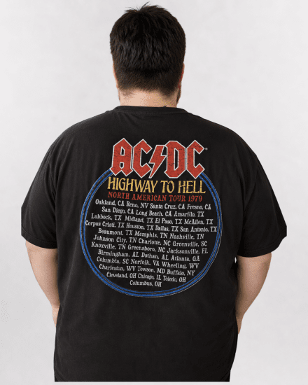 D555 Hugh Official AC/DC Highway To Hell T-shirt Con Stampa Nera - Magliette - Magliette Uomo Taglie Forti