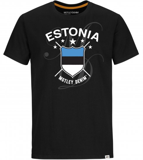 Motley Denim Estonia T-shirt Black - Magliette - Magliette Uomo Taglie Forti