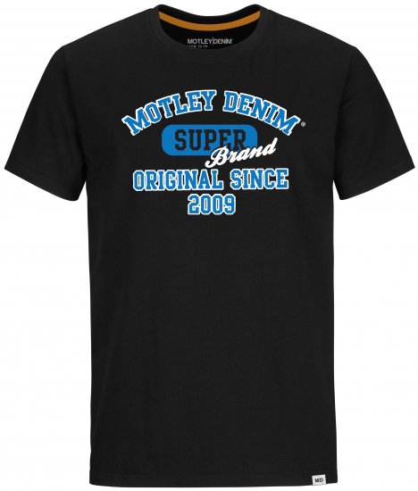 Motley Denim Exeter T-shirt Blue on Black - Magliette - Magliette Uomo Taglie Forti