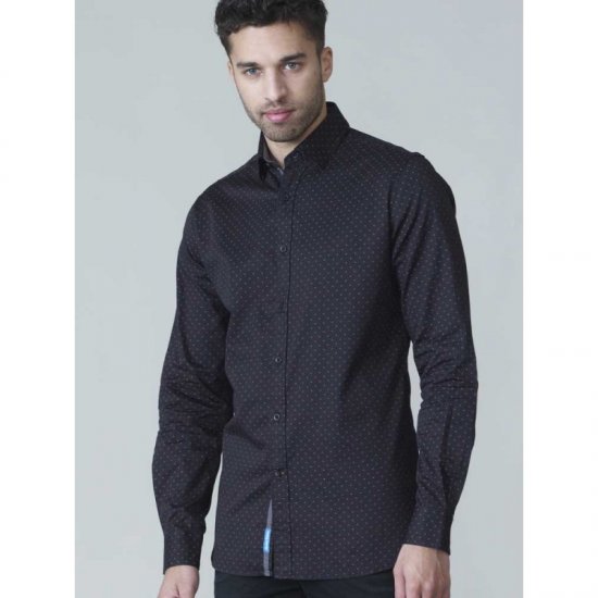 D555 Jahine Long Sleeve Printed Shirt Black - Camicie - Camicie Taglie Forti Uomo