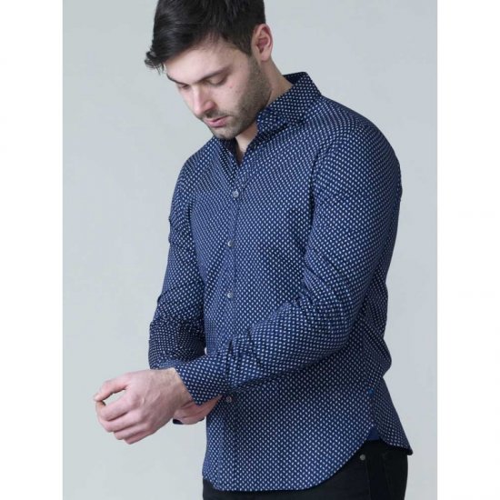 D555 Lavar Long Sleeve Diamond Printed Shirt - Camicie - Camicie Taglie Forti Uomo