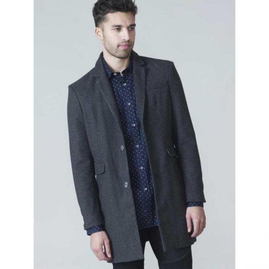 D555 Terry Checked Overcoat Charcoal - Giubbotti - Giubbotti Uomo Taglie Forti