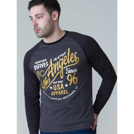 D555 Neill Long Sleeve T-shirt Black - Magliette - Magliette Uomo Taglie Forti