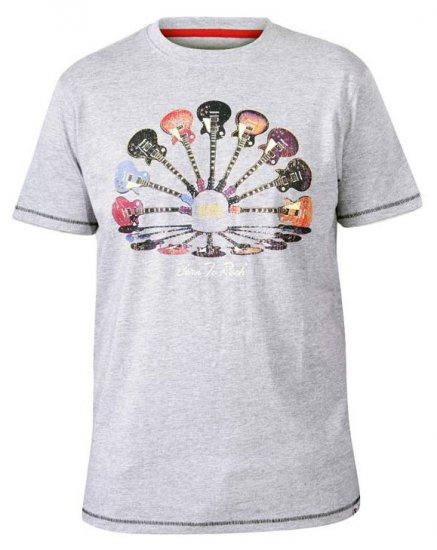 D555 Gillard Guitars Crew Neck Printed T-Shirt Grey - Magliette - Magliette Uomo Taglie Forti