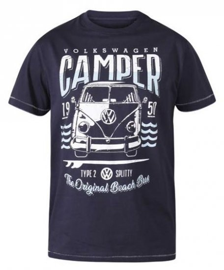 D555 Gorton Official Licensed VW Product Campervan Printed T-Shirt Navy - Magliette - Magliette Uomo Taglie Forti