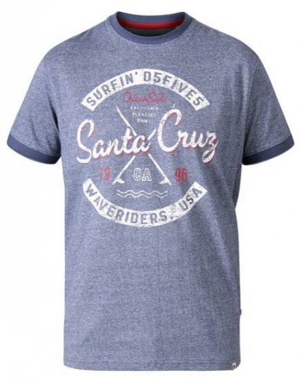 D555 Gove Santa Cruz Surfer Print Ringer T-Shirt Navy - Magliette - Magliette Uomo Taglie Forti