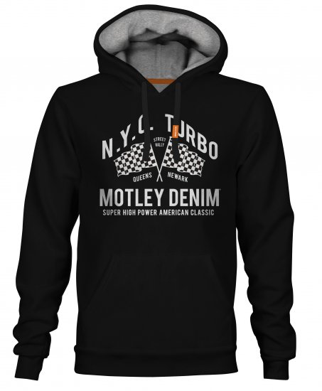 Motley Denim Halifax Hoodie Black - Felpe & felpe con cappuccio - Felpe & Felpe con Cappuccio Uomo Taglie Forti