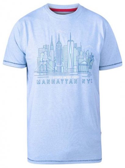 D555 Hemsworth Manhattan Sky Line Crew Neck Printed T-Shirt Blue - Magliette - Magliette Uomo Taglie Forti
