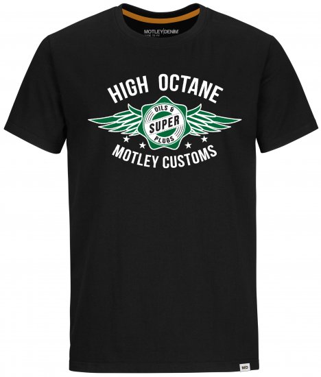 Motley Denim Hereford T-shirt Green on Black - Magliette - Magliette Uomo Taglie Forti