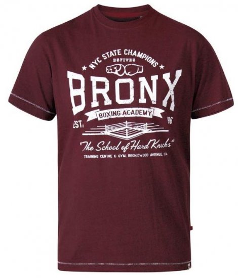 D555 Huddlestone Bronx Boxing Crew Neck Printed T-Shirt Red - Magliette - Magliette Uomo Taglie Forti