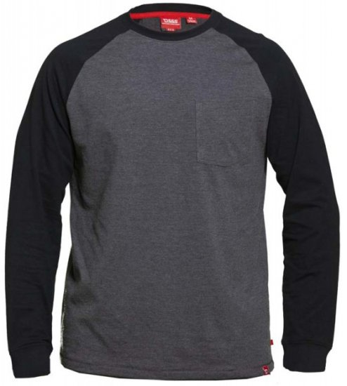 D555 Illinois Long Sleeve T-shirt Charcoal - Magliette - Magliette Uomo Taglie Forti