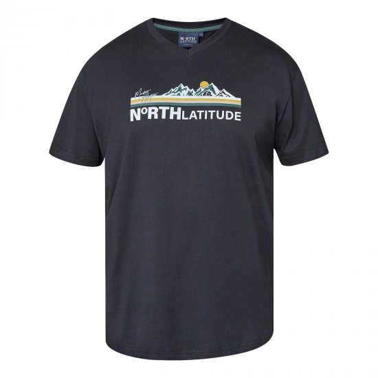 North Latitude Mountain T-Shirt V-Neck Nero - TALL T-shirts - T-Shirt per Uomini Alti