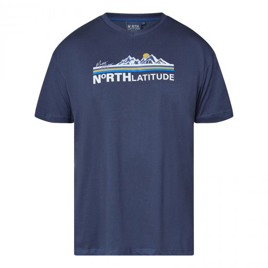 North Latitude Mountain T-Shirt V-Neck Blu navy - Magliette - Magliette Uomo Taglie Forti