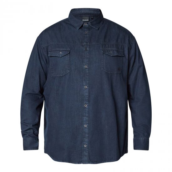 North Latitude Denim Shirt LS Blu - Camicie - Camicie Taglie Forti Uomo