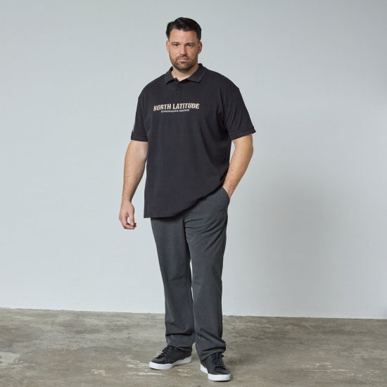 North Latitude Logo Polo Nero - TALL polo - Polo TALL per uomo alto