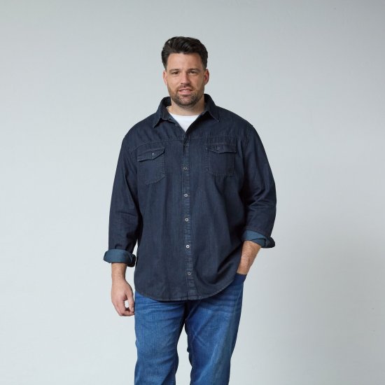 North Latitude Denim Shirt LS Blu - Camicie - Camicie Taglie Forti Uomo