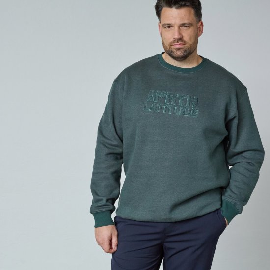North Latitude Crewneck Logo Sweat Verde/Kaki - Felpe & felpe con cappuccio - Felpe & Felpe con Cappuccio Uomo Taglie Forti