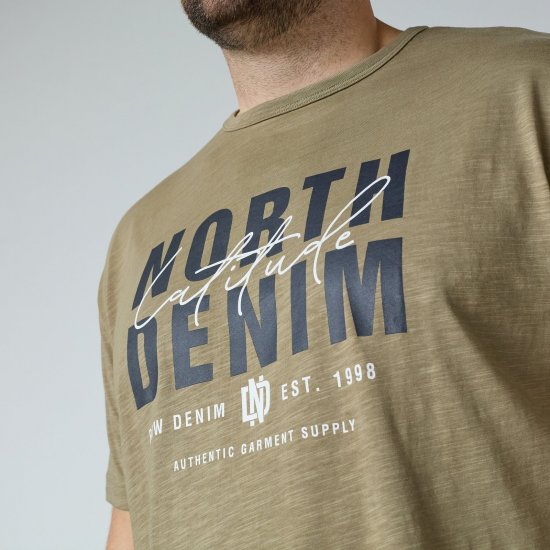 North Latitude T-Shirt Slub With Print Marrone/Beige - Magliette - Magliette Uomo Taglie Forti