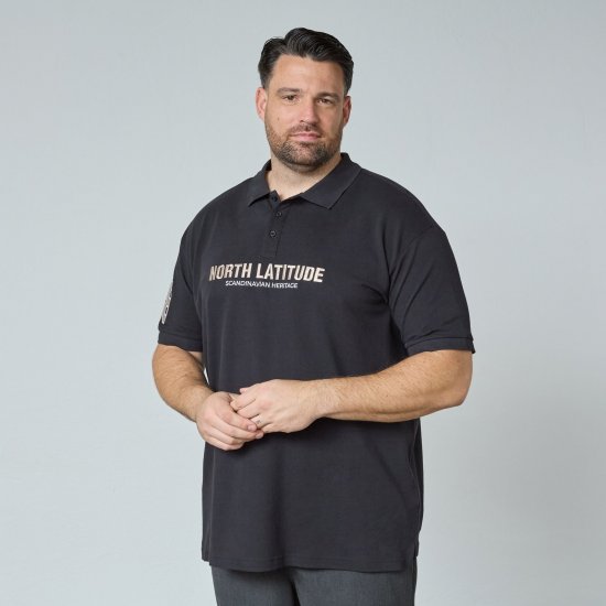 North Latitude Logo Polo Nero - Polo - Polo Uomo Taglie Forti