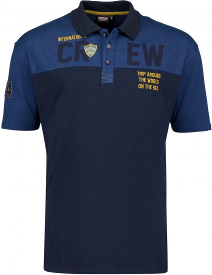 Adamo Crew Printed Jersey Poloshirt Denim Blue - Polo - Polo Uomo Taglie Forti