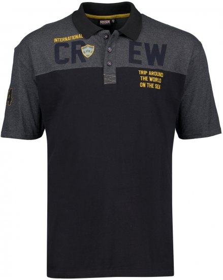 Adamo Crew Printed Jersey Poloshirt Charcoal - Polo - Polo Uomo Taglie Forti