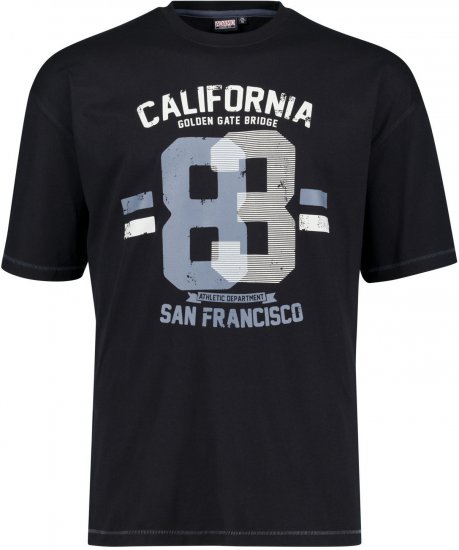 Adamo Golden Gate Comfort Fit Printed T-shirt Black - Magliette - Magliette Uomo Taglie Forti