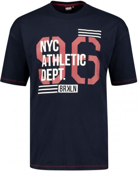 Adamo BRKLN Comfort Fit Printed T-shirt Navy - Magliette - Magliette Uomo Taglie Forti