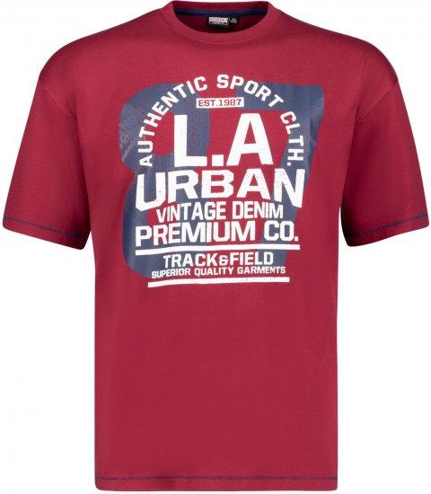 Adamo Urban Comfort Fit Printed T-shirt Burgundy - Magliette - Magliette Uomo Taglie Forti
