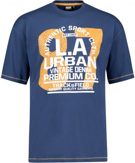 Adamo Urban Comfort Fit Printed T-shirt Denim Blue - Magliette - Magliette Uomo Taglie Forti