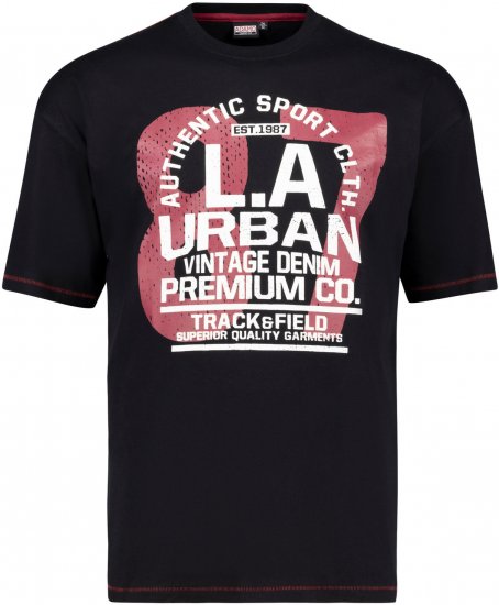 Adamo Urban Comfort Fit Printed T-shirt Black - Magliette - Magliette Uomo Taglie Forti