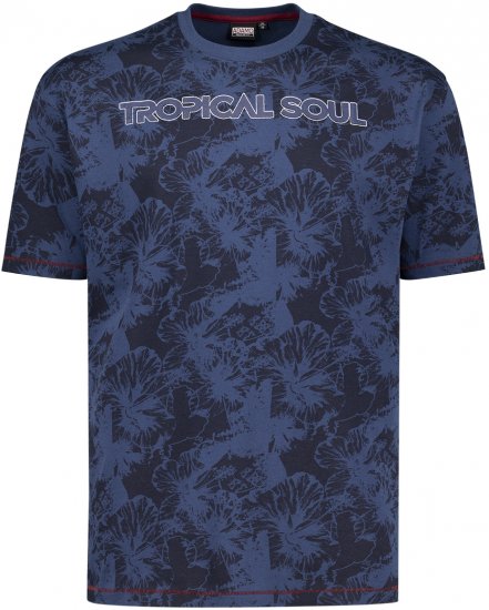 Adamo Tropical Regular Fit Printed T-shirt Navy - Magliette - Magliette Uomo Taglie Forti