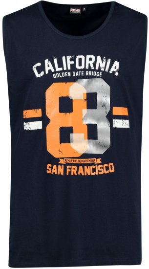 Adamo Golden Gate Comfort Fit Printed Tank-top Navy - Magliette - Magliette Uomo Taglie Forti