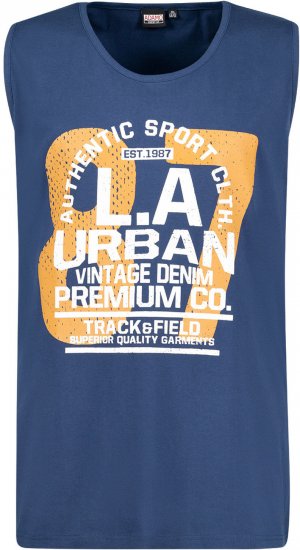 Adamo Urban Comfort Fit Printed Tank-top Denim Blue - Magliette - Magliette Uomo Taglie Forti