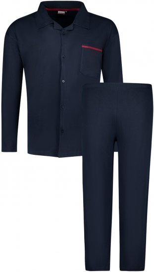 Adamo Benno Buttoned Long sleeve Pyjama Navy - Intimo & costumi da bagno - Intimo Taglie Forti Uomo