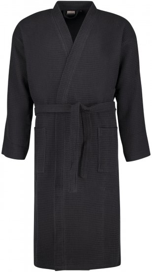 Adamo Jadon Waffelpiqué Bathrobe Black - Intimo & costumi da bagno - Intimo Taglie Forti Uomo