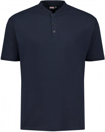 Adamo 139411 Serafino Waffelpique T-shirt Navy - Magliette - Magliette Uomo Taglie Forti