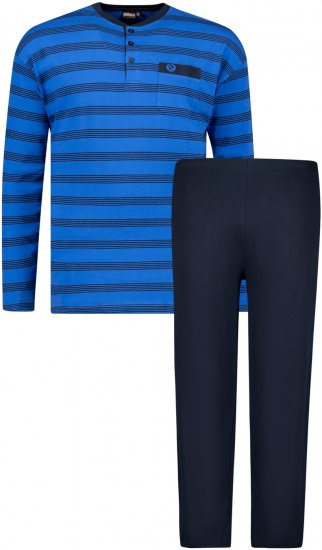 Adamo Alex Serafino Long sleeve Pyjama Royal Blue - Intimo & costumi da bagno - Intimo Taglie Forti Uomo
